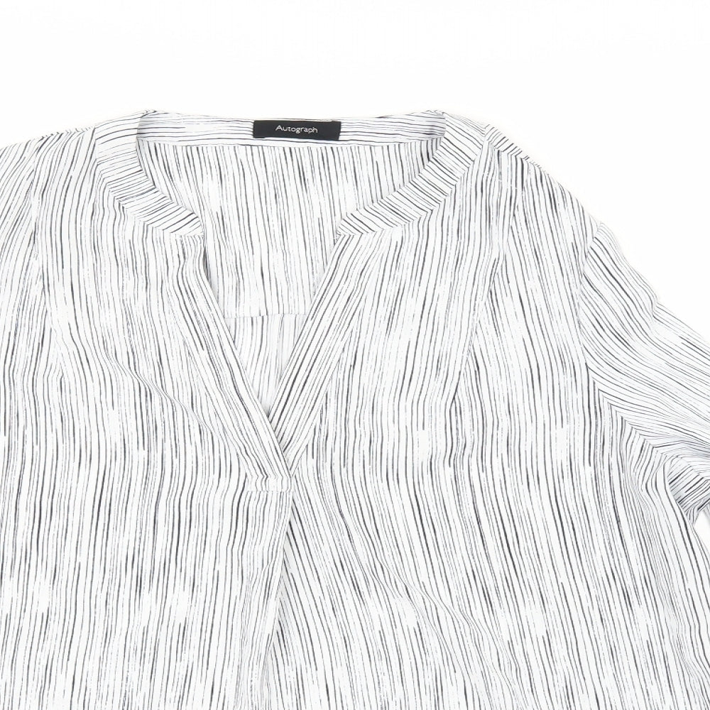 Autograph Womens White Striped  Tunic Blouse Size 18