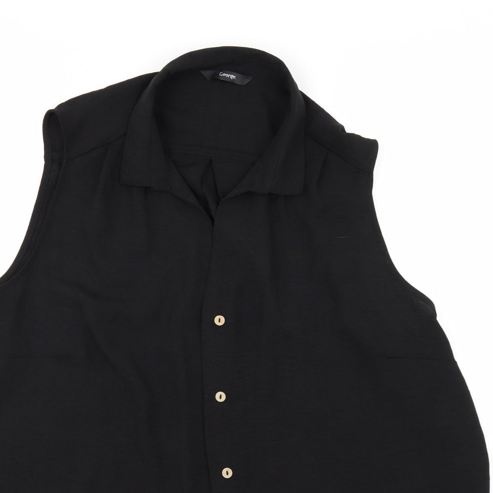 George Womens Black   Tunic Button-Up Size 16