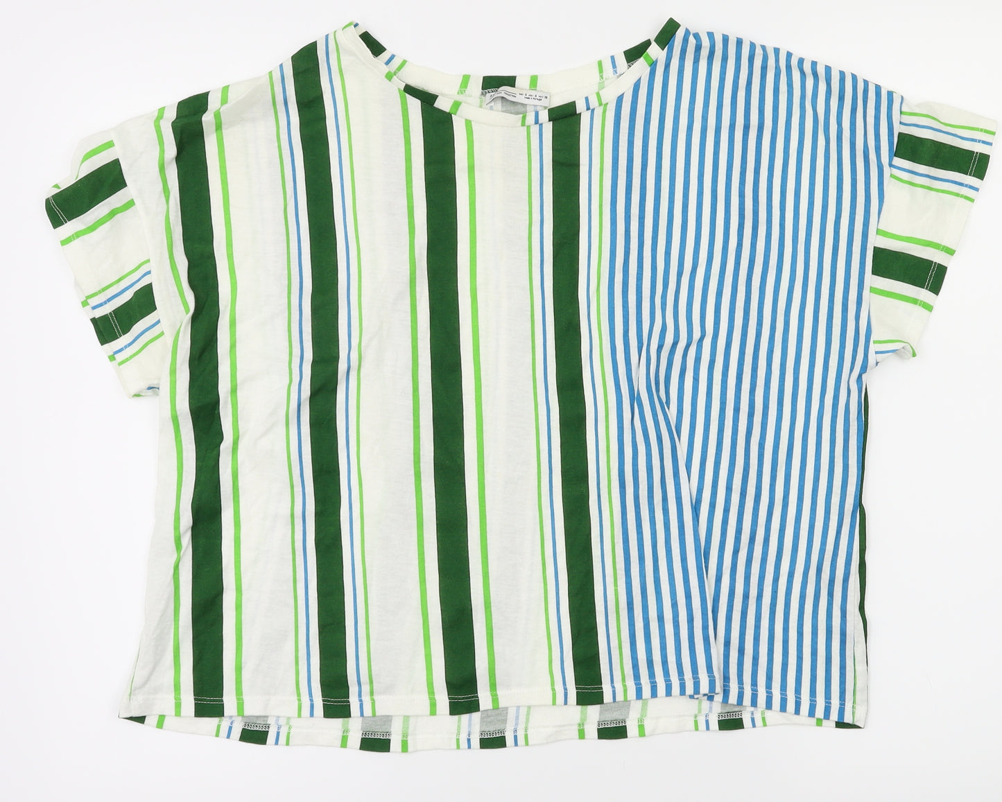 Zara Womens White Striped  Basic T-Shirt Size S