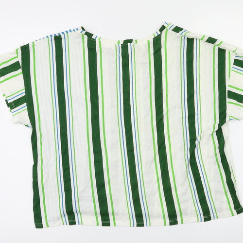 Zara Womens White Striped  Basic T-Shirt Size S