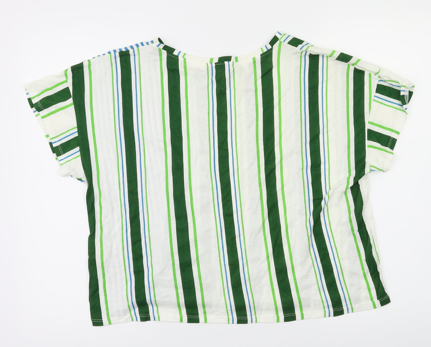 Zara Womens White Striped  Basic T-Shirt Size S