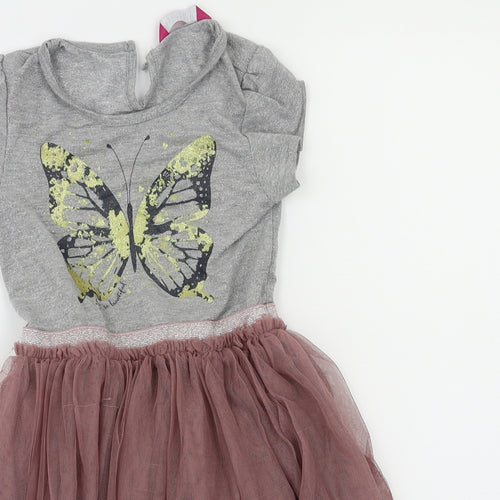 Preworn Girls Purple Animal Print  Fit & Flare  Size 4-5 Years