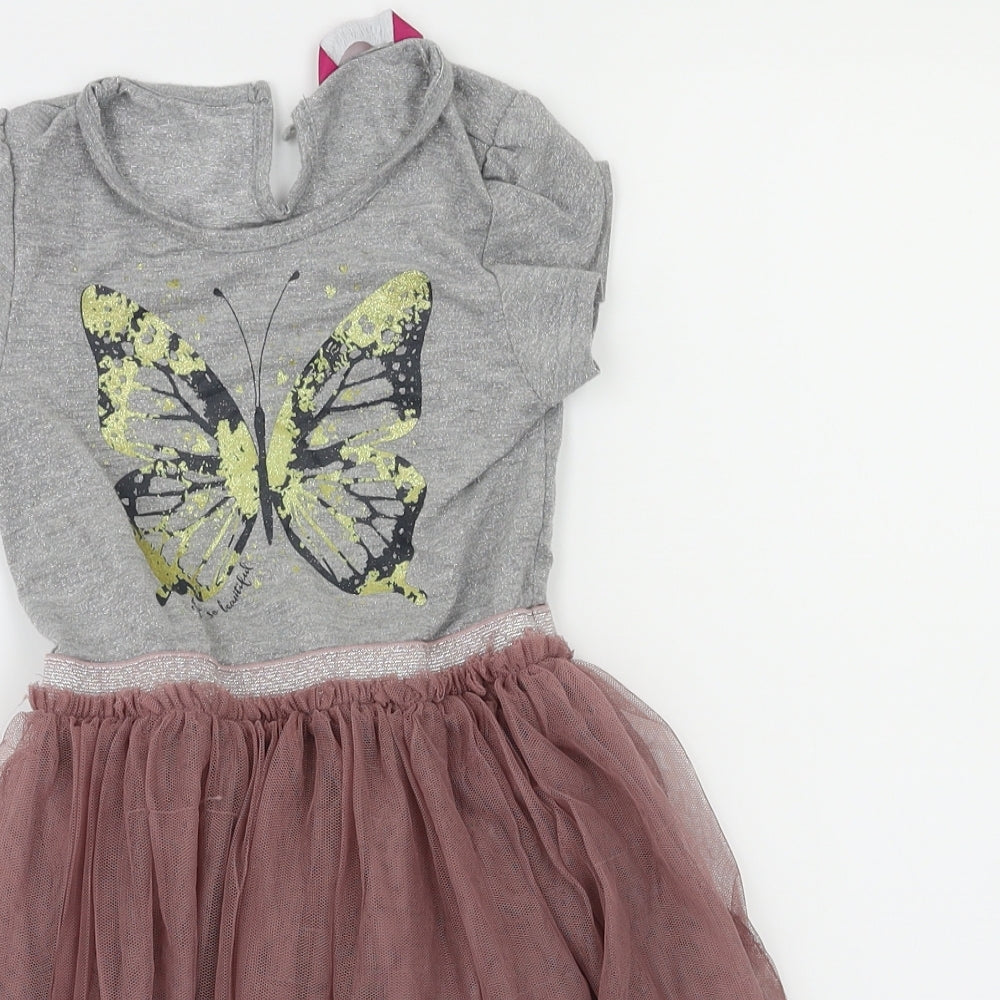 Preworn Girls Purple Animal Print  Fit & Flare  Size 4-5 Years