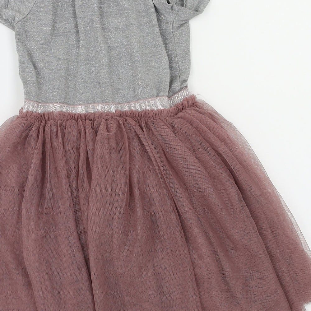 Preworn Girls Purple Animal Print  Fit & Flare  Size 4-5 Years