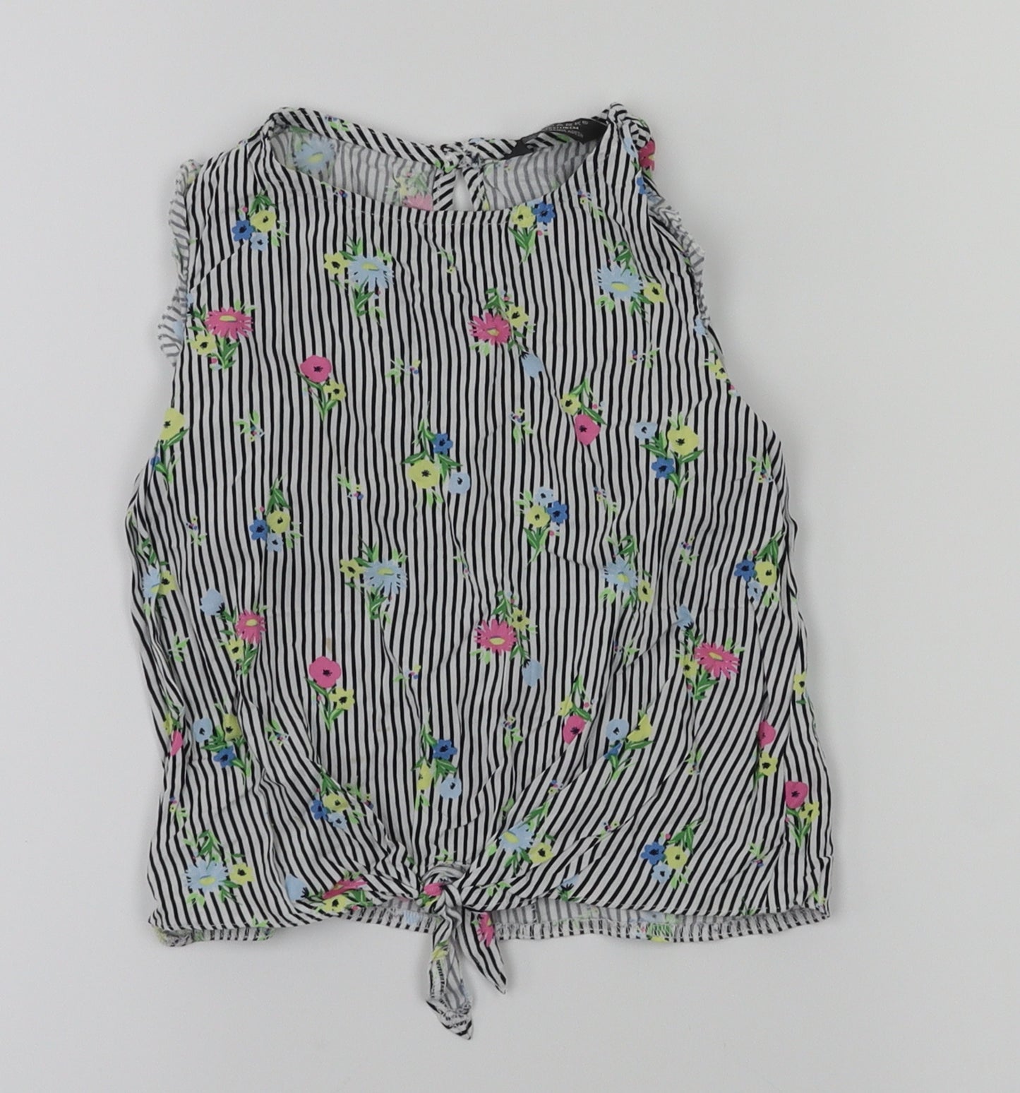 Primark Girls Beige Striped  Basic T-Shirt Size 5-6 Years