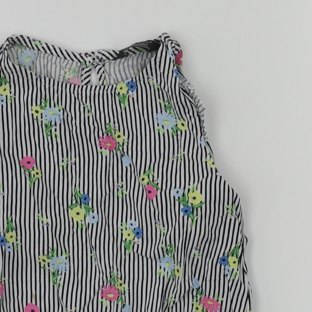 Primark Girls Beige Striped  Basic T-Shirt Size 5-6 Years
