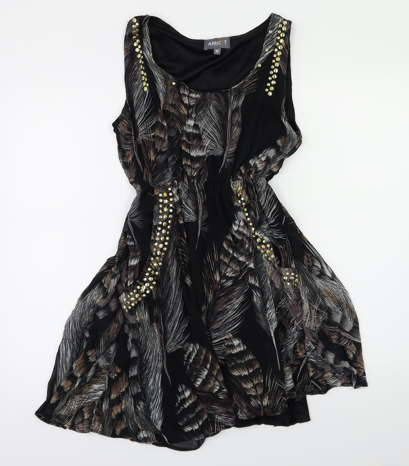 apicot Womens Black Floral  Fit & Flare  Size M