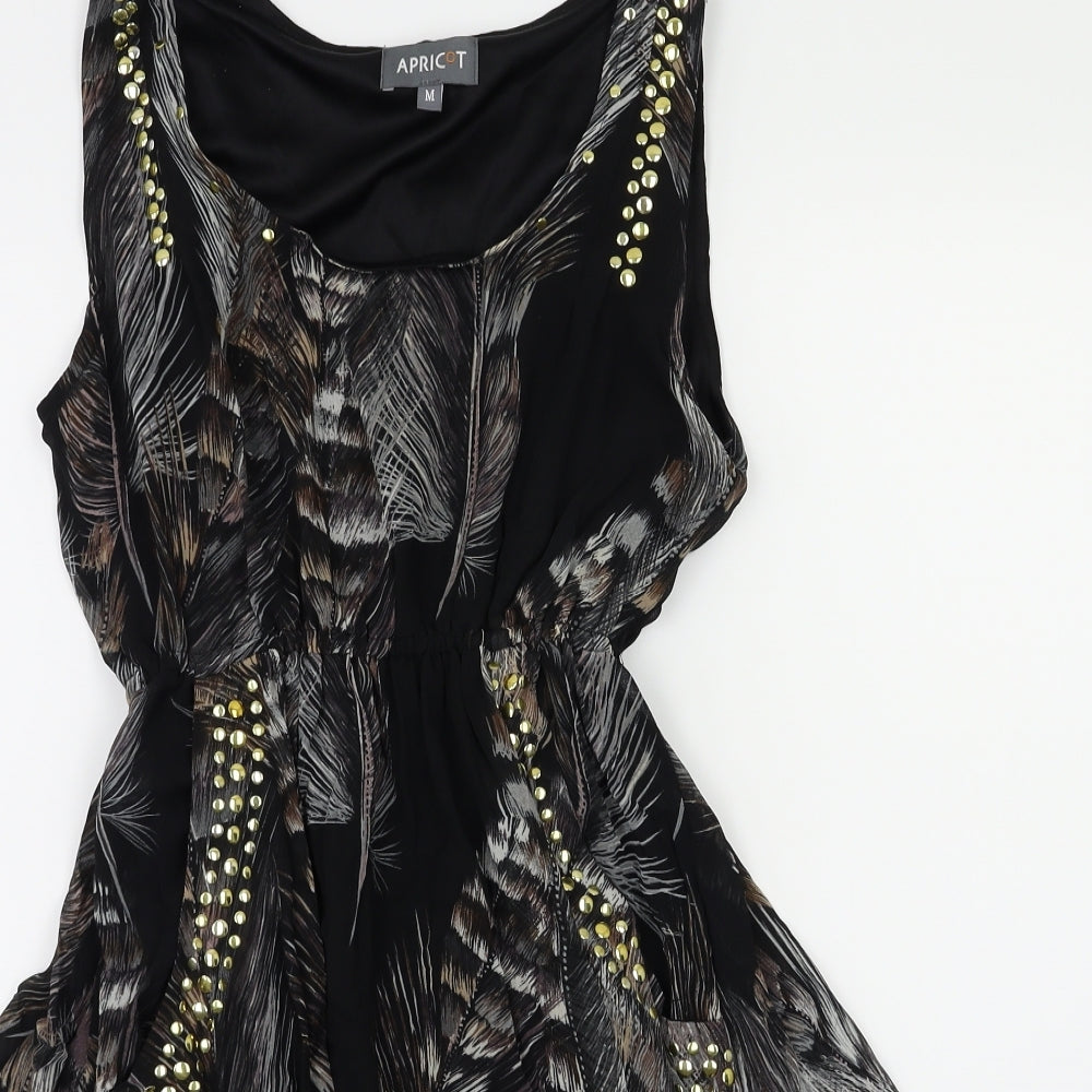 apicot Womens Black Floral  Fit & Flare  Size M