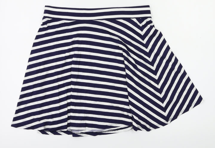 George Womens Blue Striped Flare Skirt Size 12