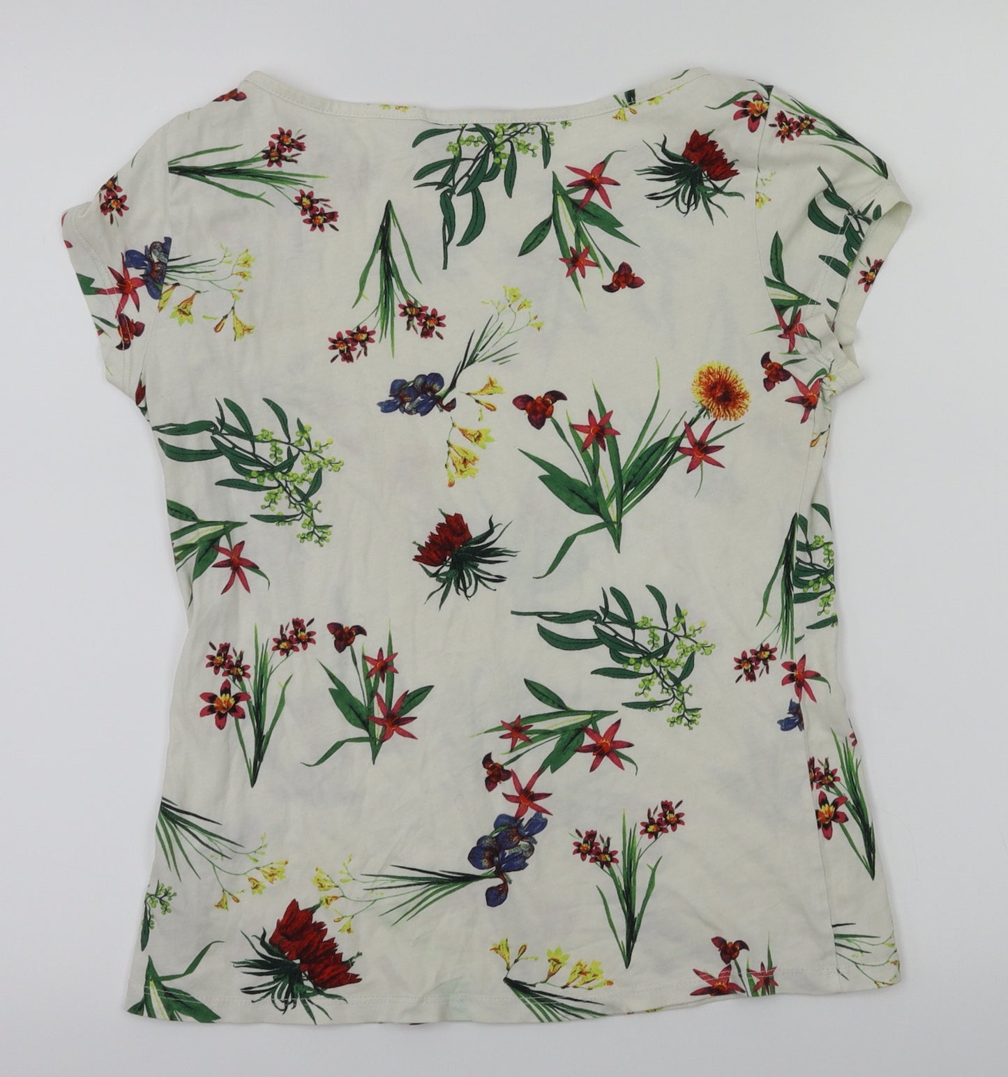 Dorothy Perkins Womens White Floral  Basic T-Shirt Size 10