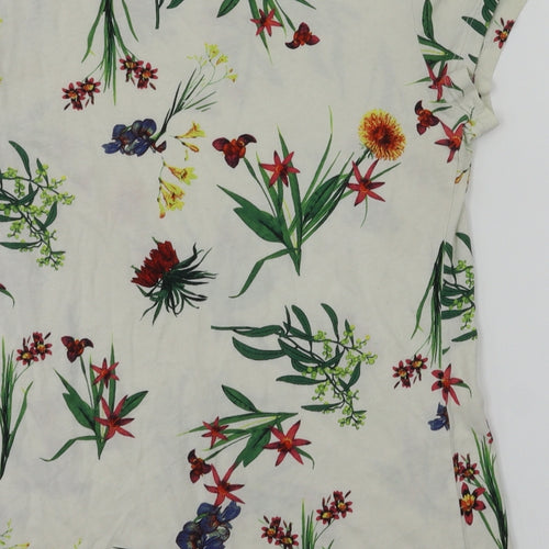 Dorothy Perkins Womens White Floral  Basic T-Shirt Size 10