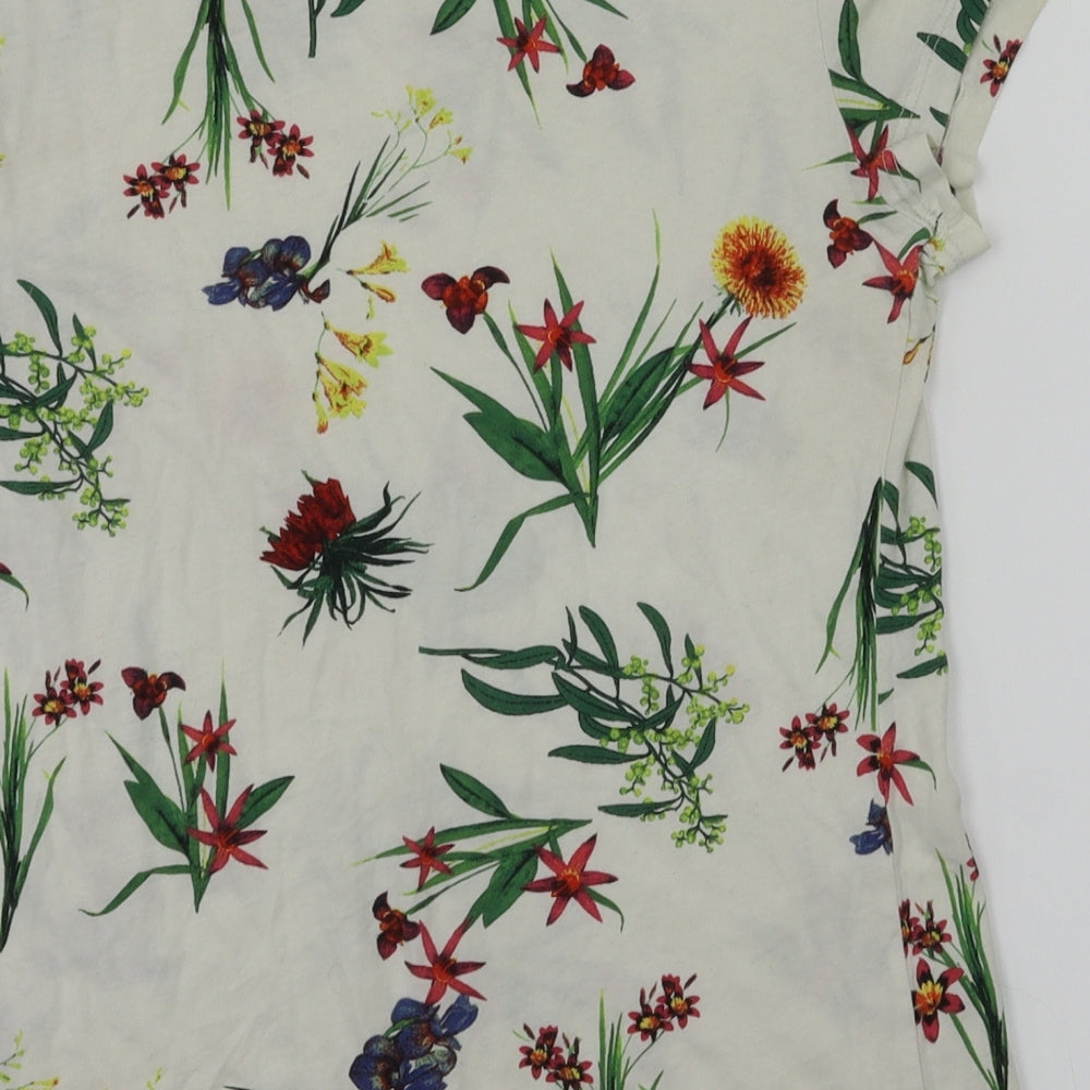 Dorothy Perkins Womens White Floral  Basic T-Shirt Size 10
