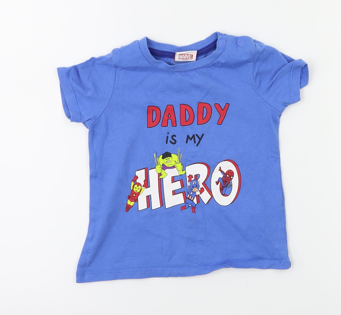 Marvel  Blue   Basic T-Shirt Size 12-18 Months