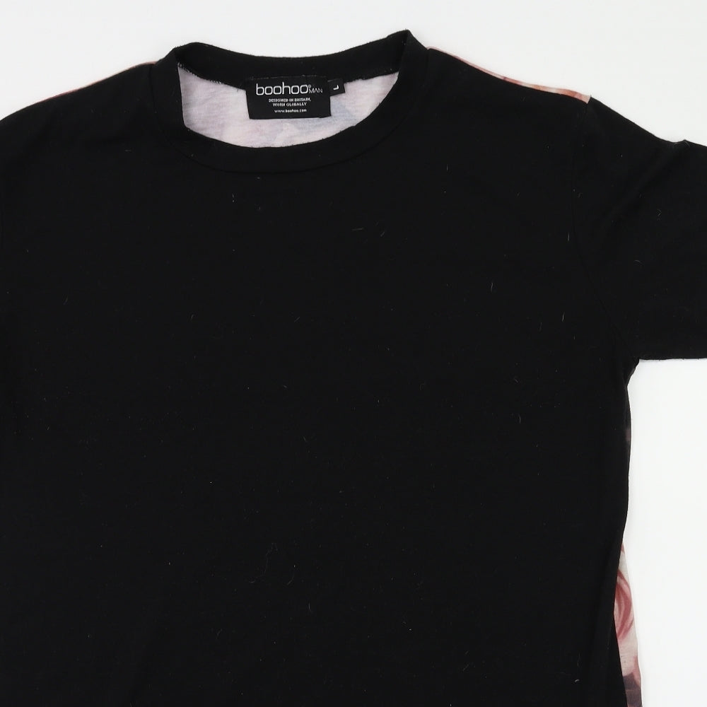Boohoo MAN Mens Black    T-Shirt Size L