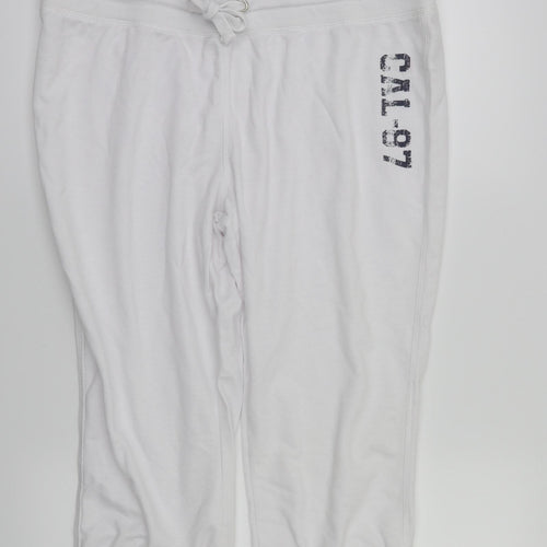 Preworn Womens White   Sweatpants Trousers Size 16 L20 in