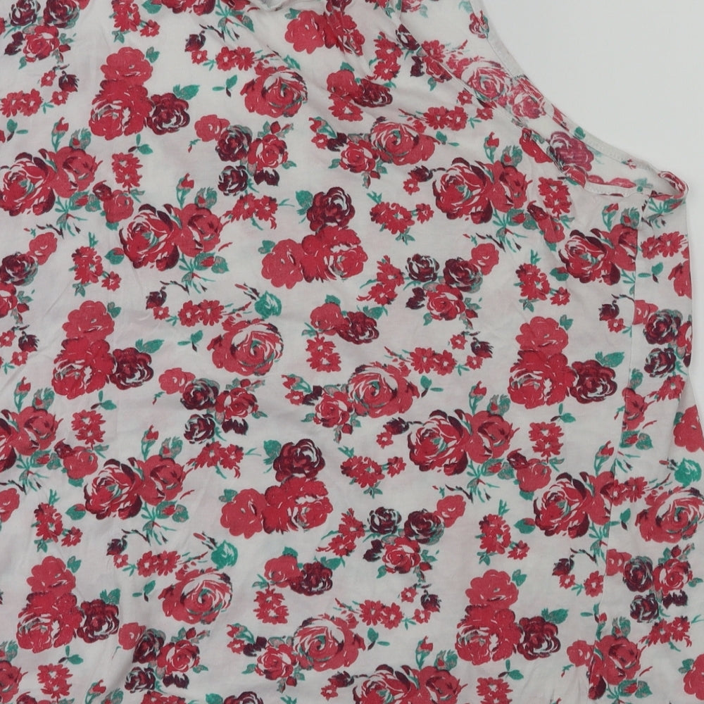 new  look  Womens Pink Floral  Basic T-Shirt Size 26