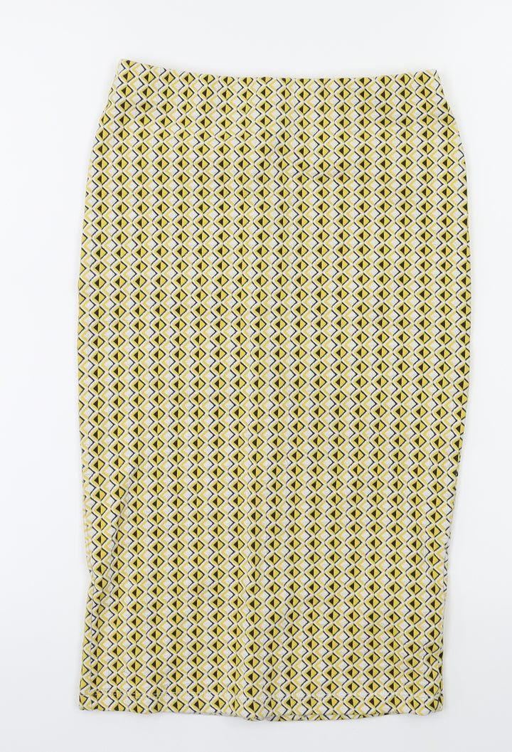 Zara Womens Yellow Argyle/Diamond A-Line Skirt Size S