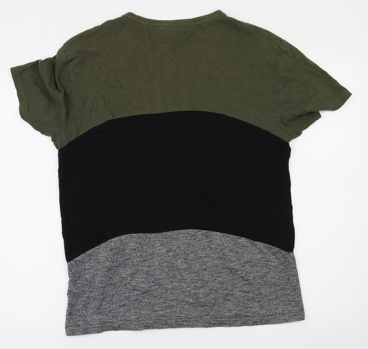 River Island Mens Black Striped   T-Shirt Size M