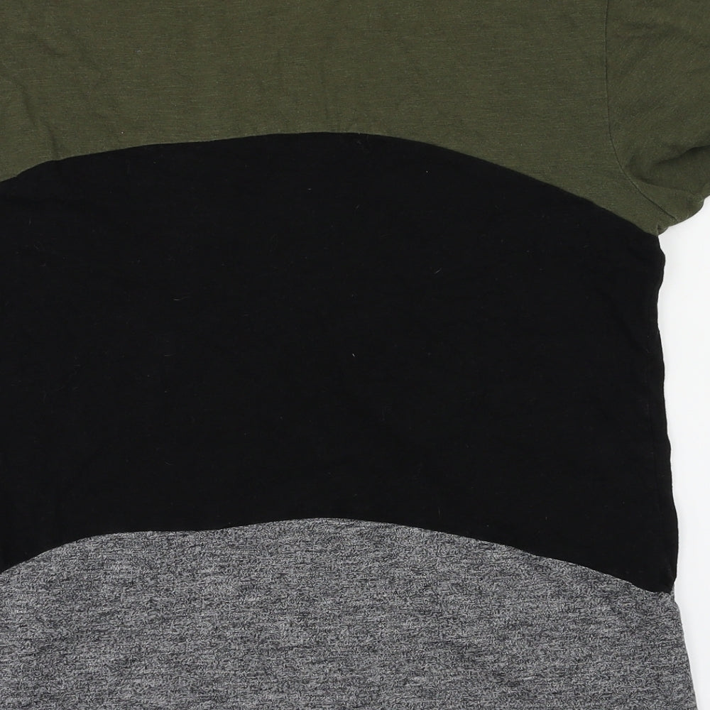 River Island Mens Black Striped   T-Shirt Size M