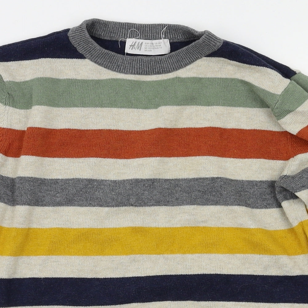 H&M Boys Beige Striped  Pullover Sweatshirt Size 6-7 Years