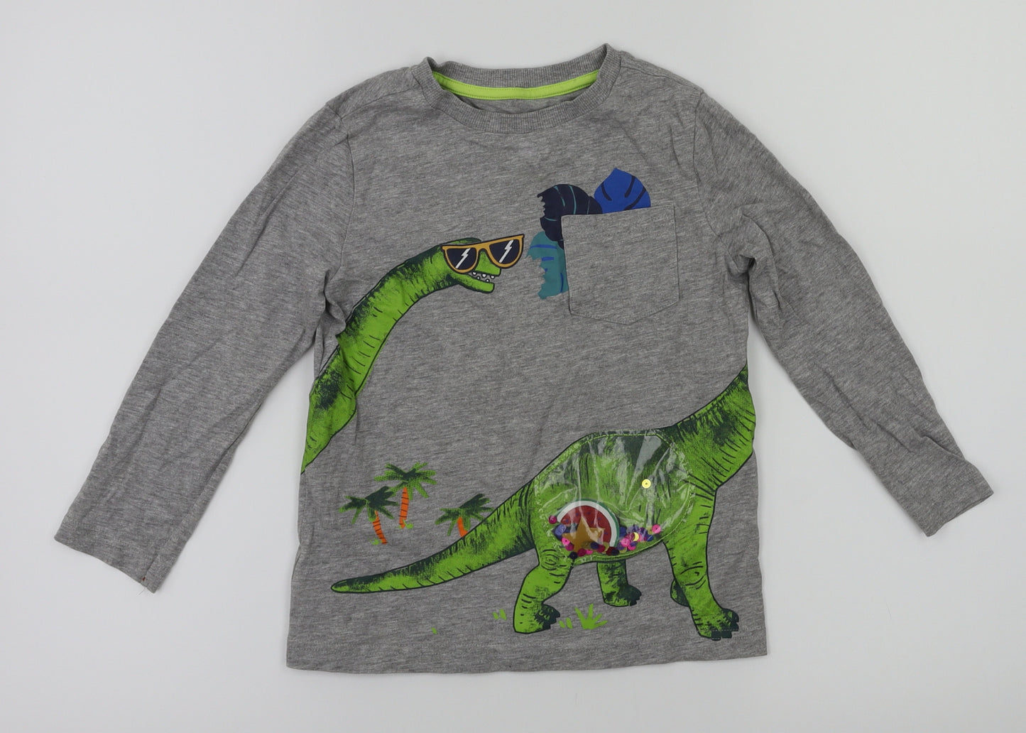 F&F Boys Grey Animal Print  Basic T-Shirt Size 5-6 Years