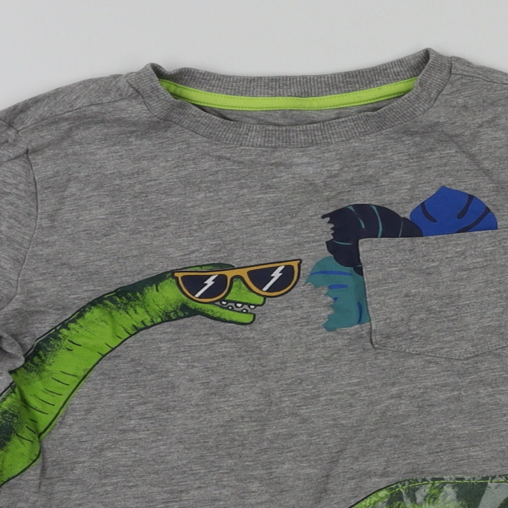 F&F Boys Grey Animal Print  Basic T-Shirt Size 5-6 Years