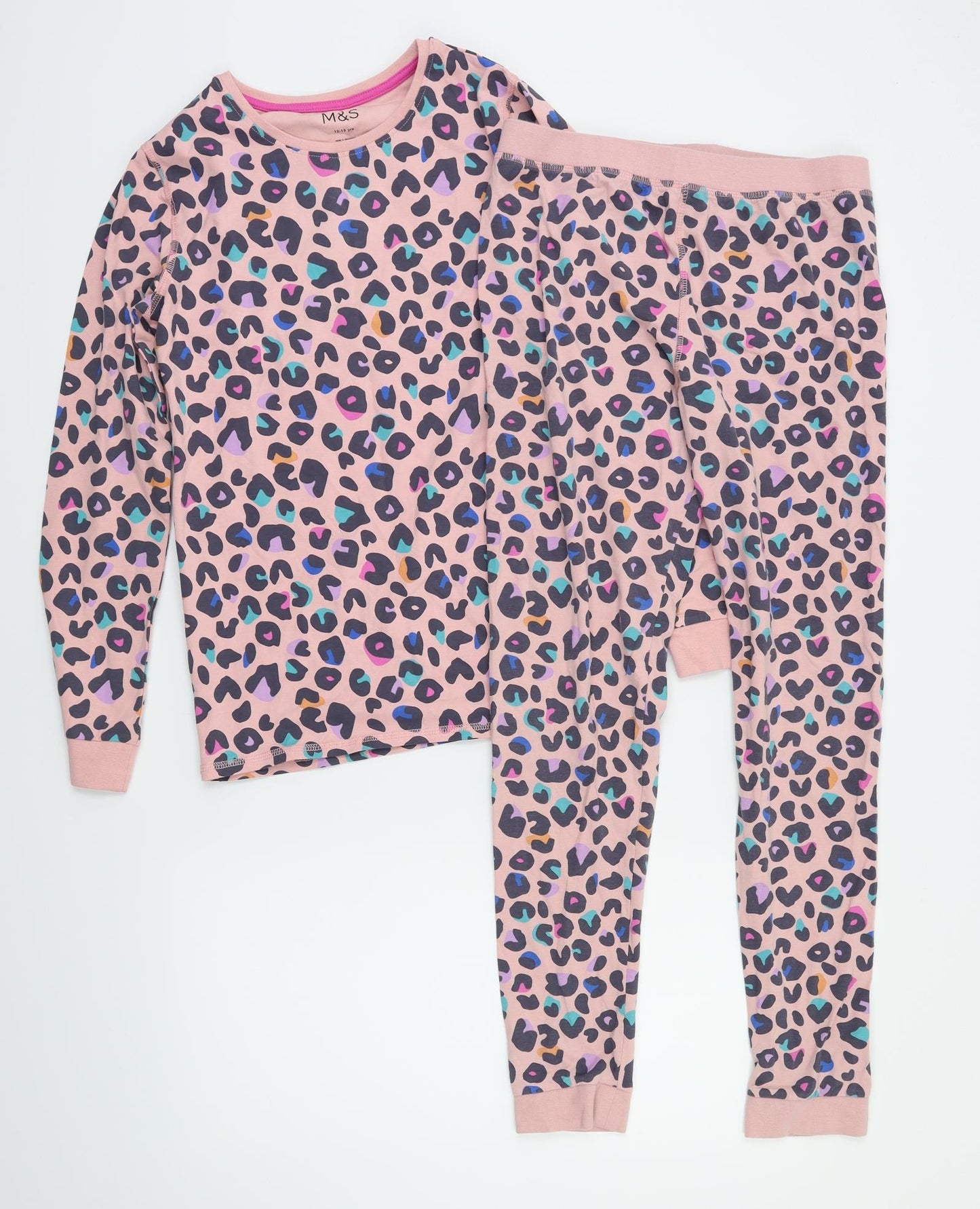 m&s Girls Multicoloured Animal Print  Capri Pyjama Set Size 12-13 Years