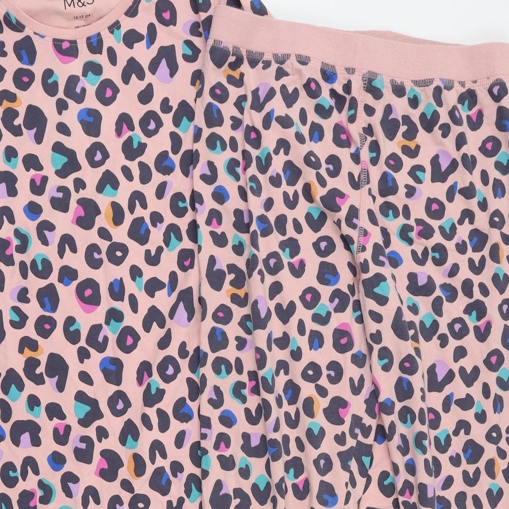 m&s Girls Multicoloured Animal Print  Capri Pyjama Set Size 12-13 Years