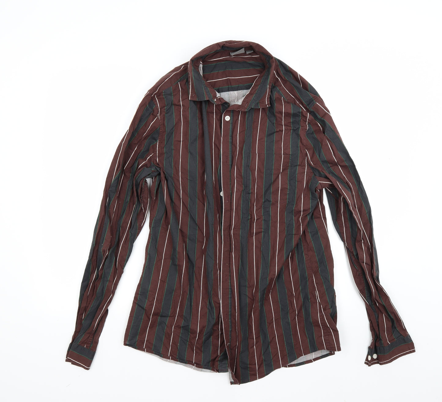 ASOS Mens Brown Striped   Button-Up Size XL