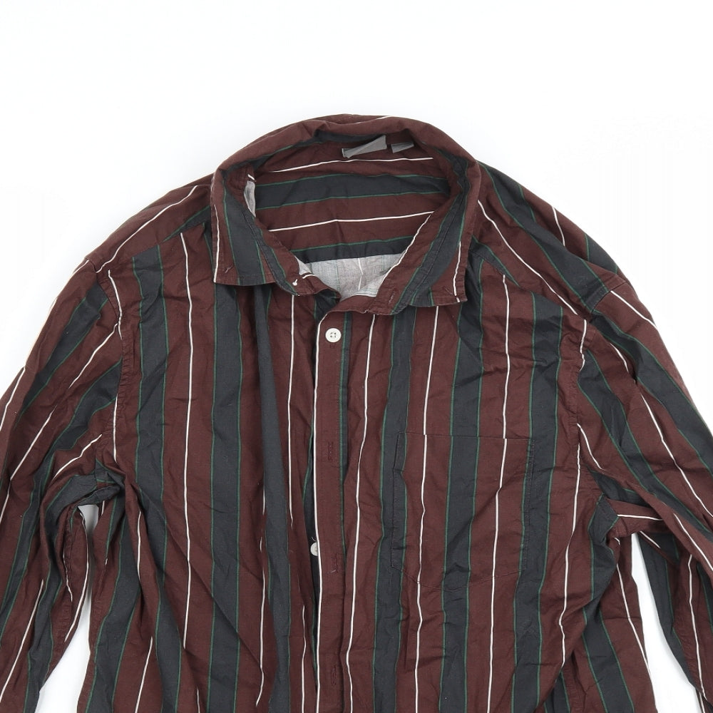 ASOS Mens Brown Striped   Button-Up Size XL
