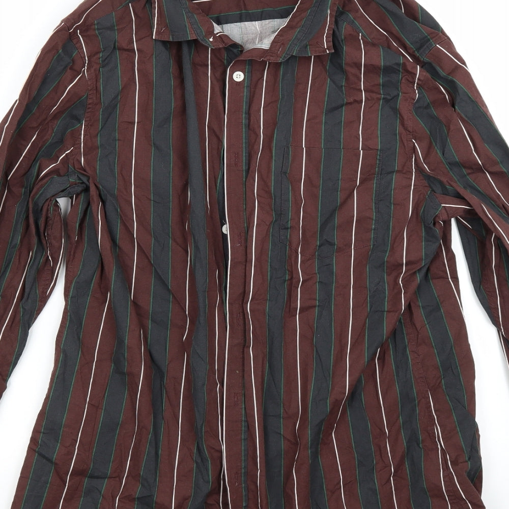 ASOS Mens Brown Striped   Button-Up Size XL