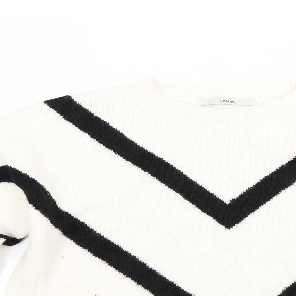 George Womens White   Pullover Jumper Size S
