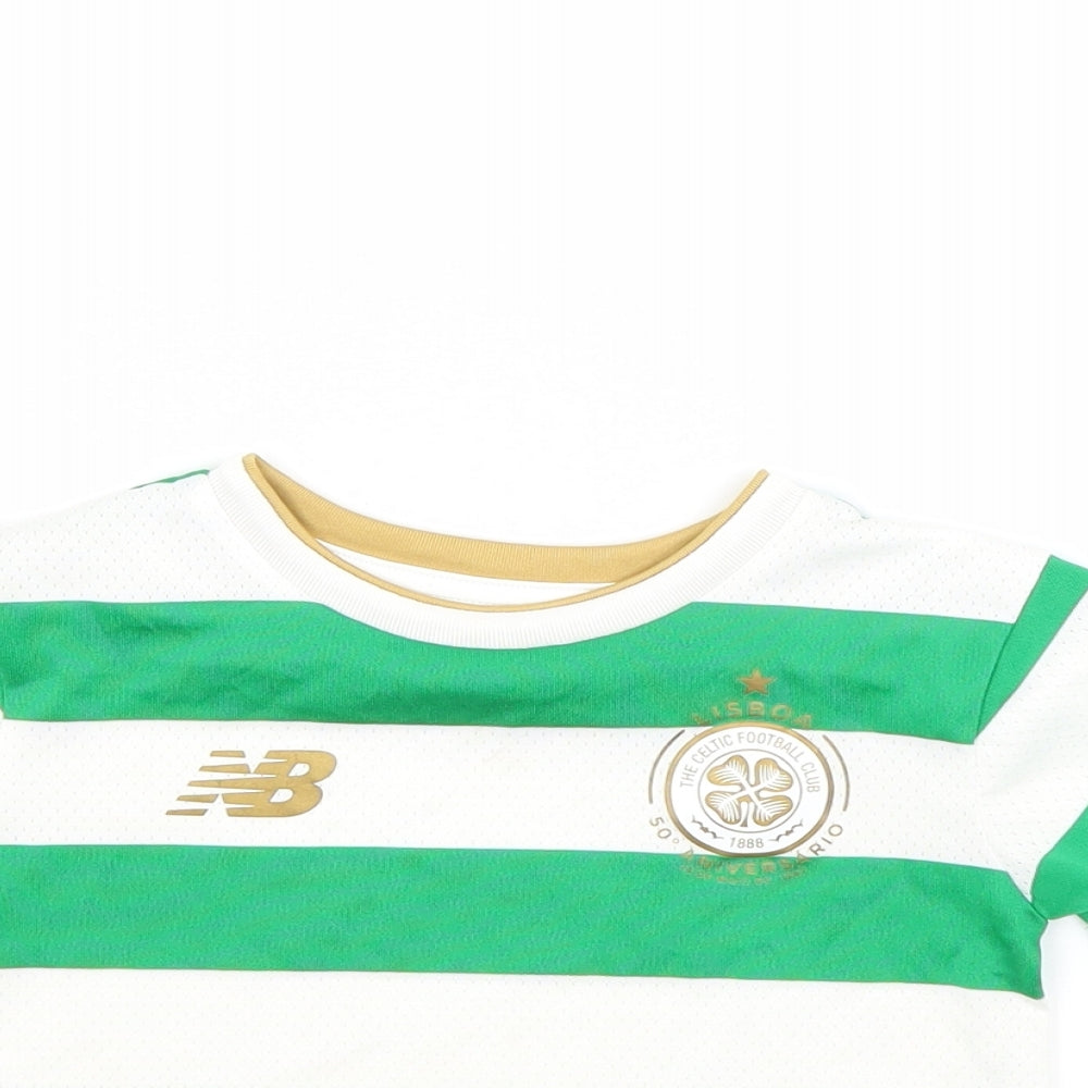 New Balance Boys Green Striped  Basic T-Shirt Size S  - Celtic FC