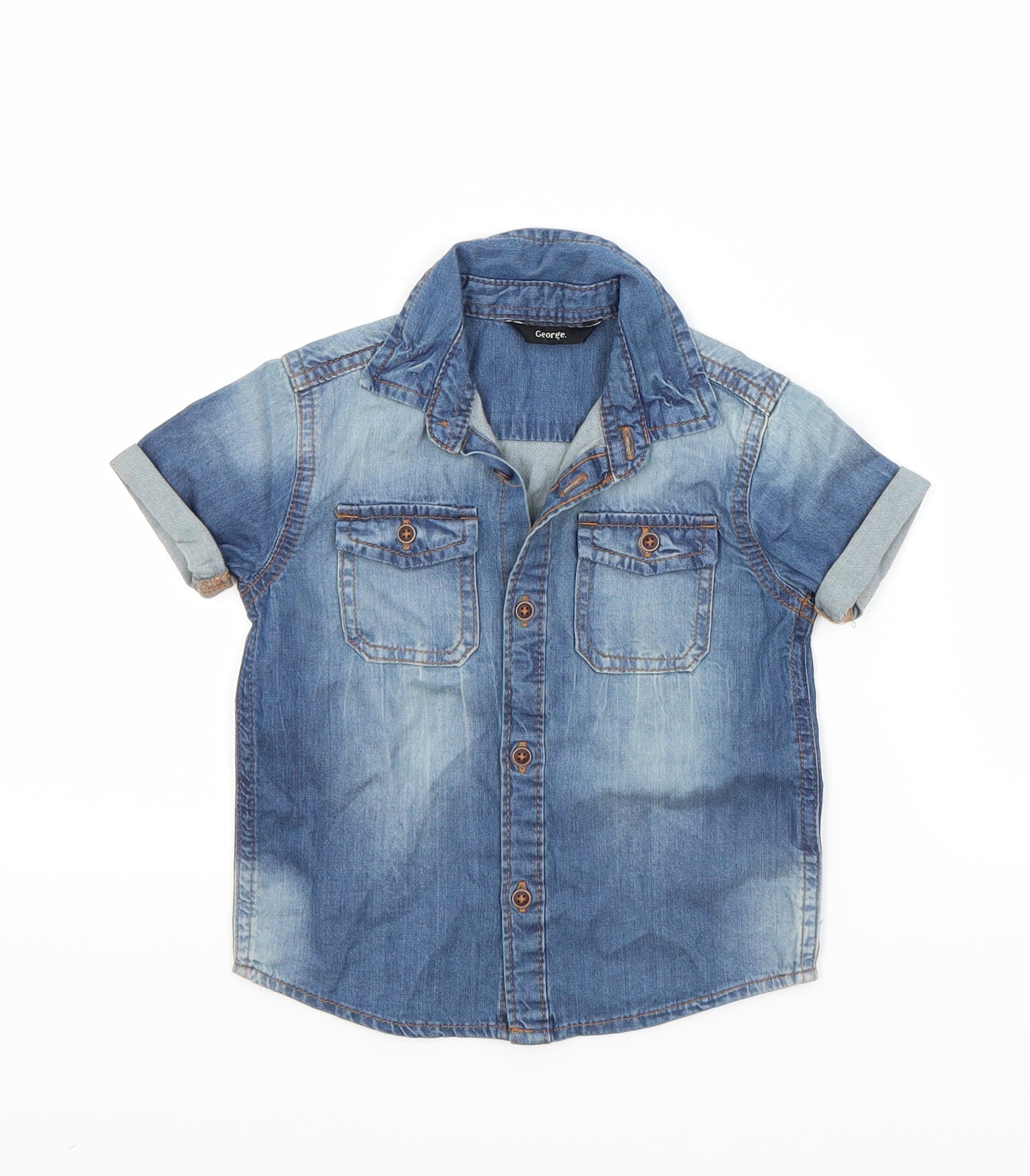 George Boys Blue   Basic Button-Up Size 2 Years