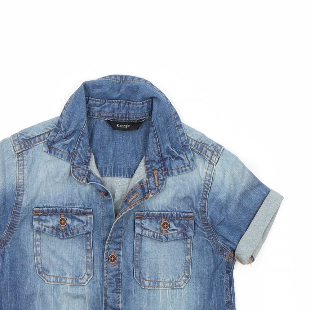 George Boys Blue   Basic Button-Up Size 2 Years