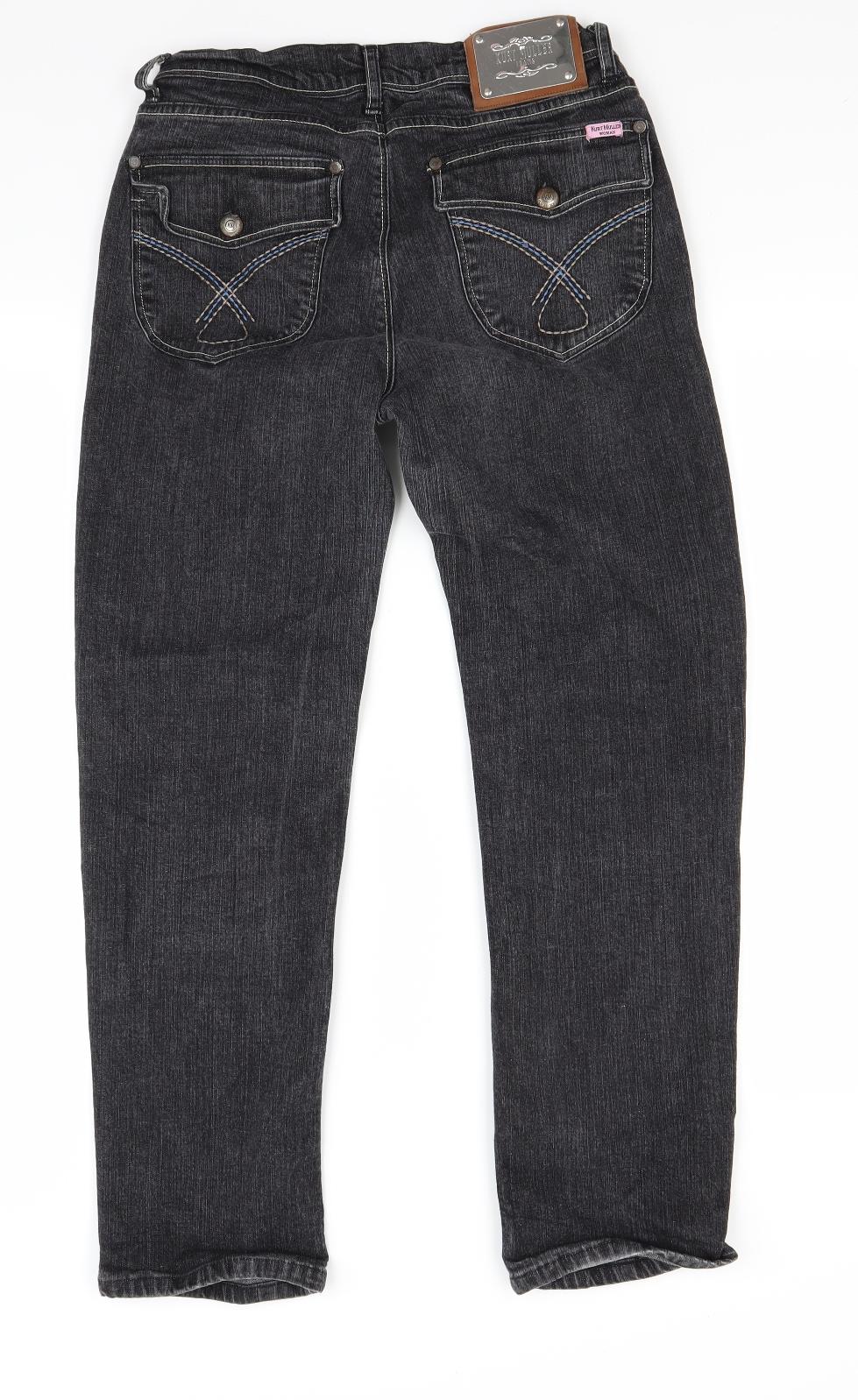 Kurt Muller Womens Black  Denim Straight Jeans Size 10 L28 in