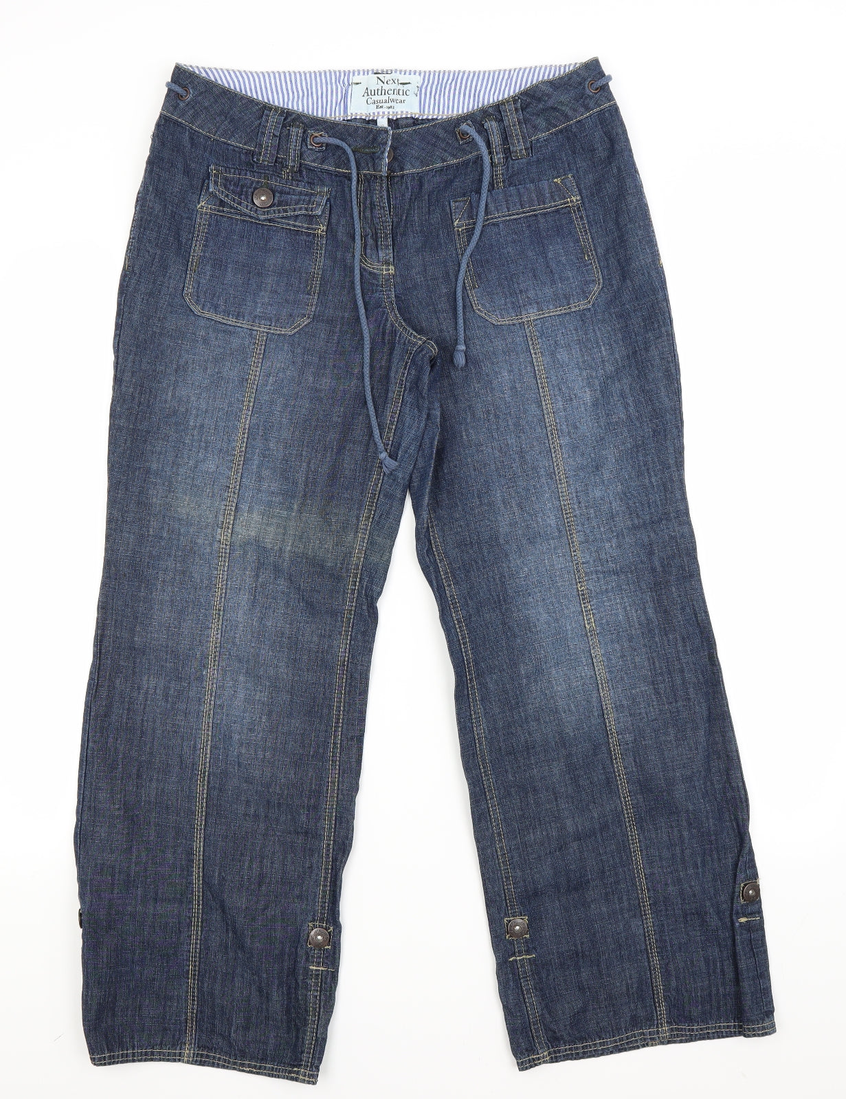 NEXT Womens Blue  Denim Wide-Leg Jeans Size 12 L27 in