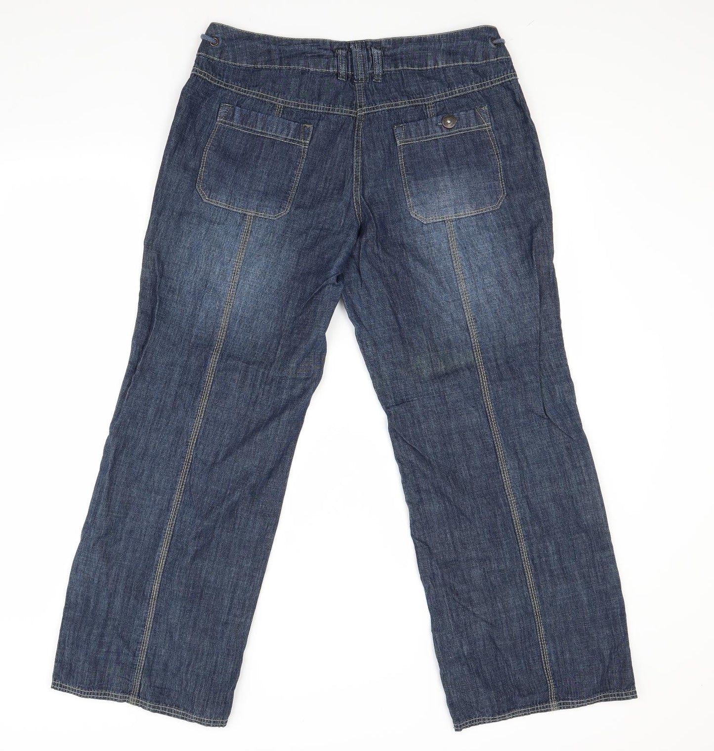 NEXT Womens Blue  Denim Wide-Leg Jeans Size 12 L27 in