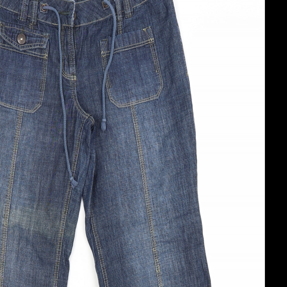 NEXT Womens Blue  Denim Wide-Leg Jeans Size 12 L27 in