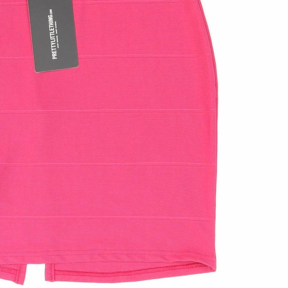 PRETTYLITTLETHING Womens Pink   Bandage Skirt Size 6