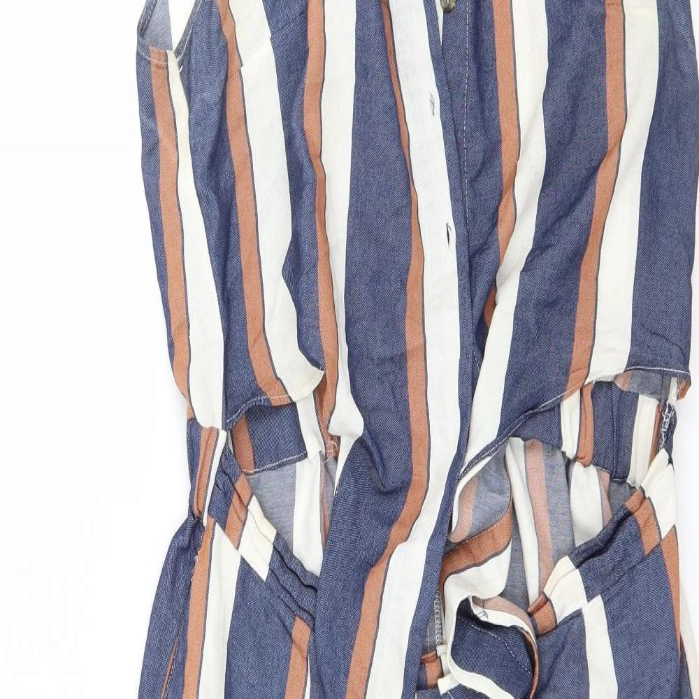 Warehouse Womens Blue Striped  A-Line  Size 12