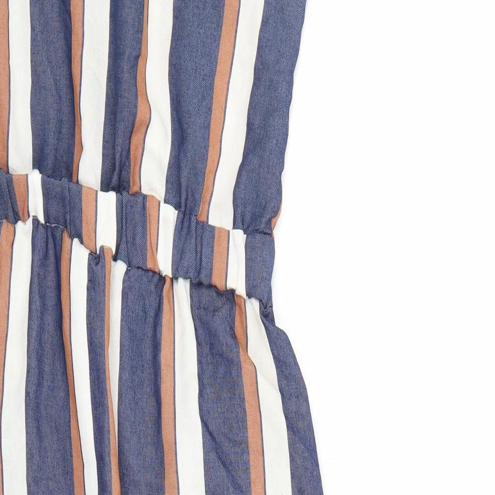 Warehouse Womens Blue Striped  A-Line  Size 12