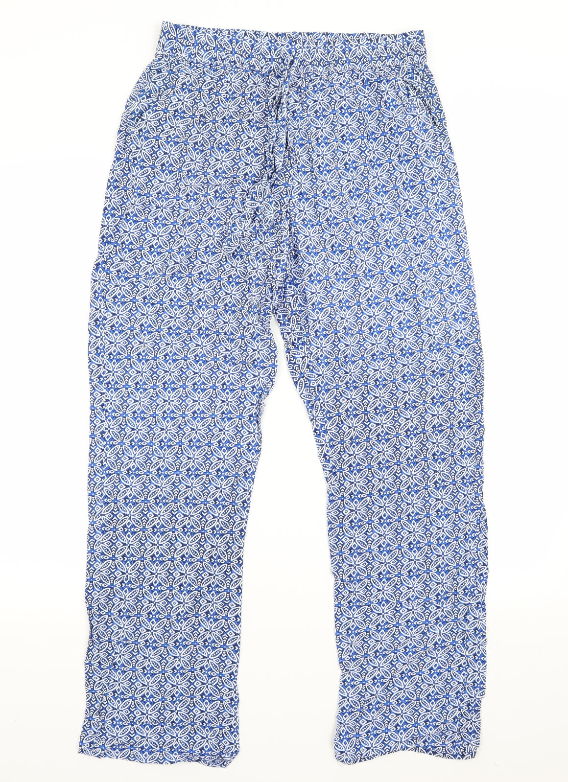 Primark Womens Blue Floral  Trousers  Size 12 L28 in