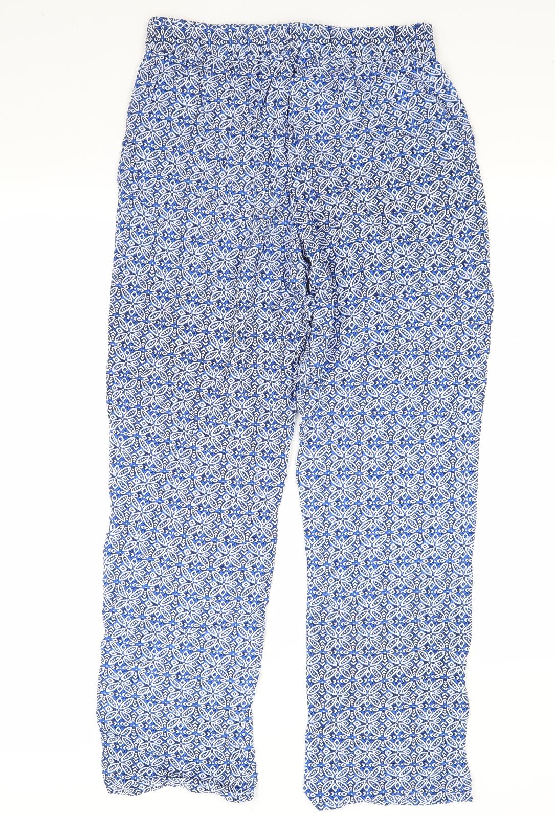 Primark Womens Blue Floral  Trousers  Size 12 L28 in