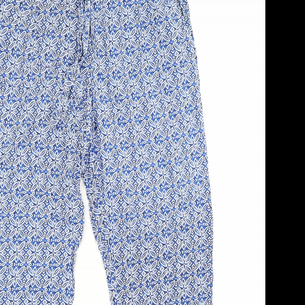 Primark Womens Blue Floral  Trousers  Size 12 L28 in