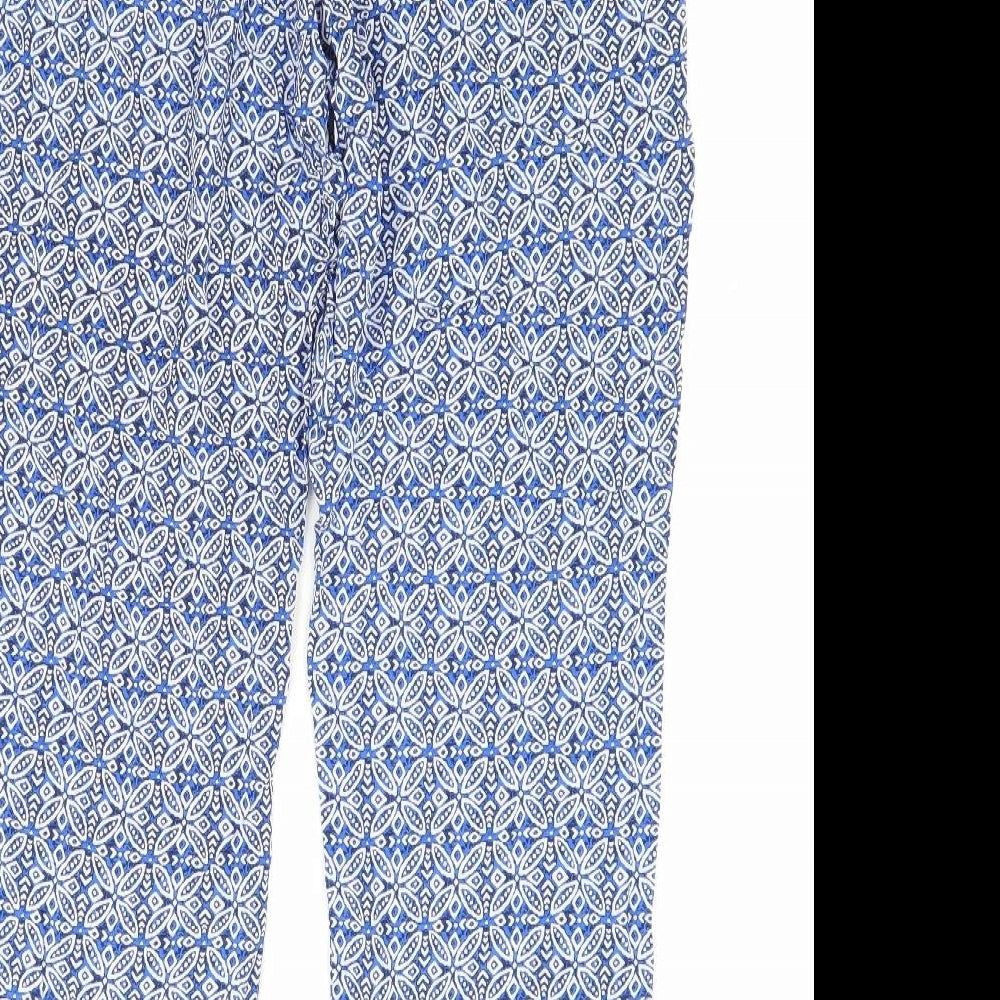 Primark Womens Blue Floral  Trousers  Size 12 L28 in