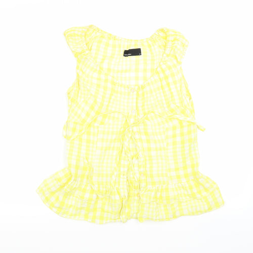 VERO MODA Womens Yellow Check  Basic Button-Up Size S