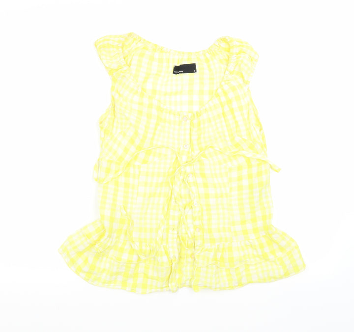 VERO MODA Womens Yellow Check  Basic Button-Up Size S