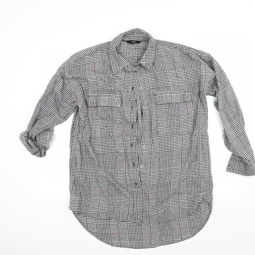 NEXT Womens Grey Check  Basic Button-Up Size 14