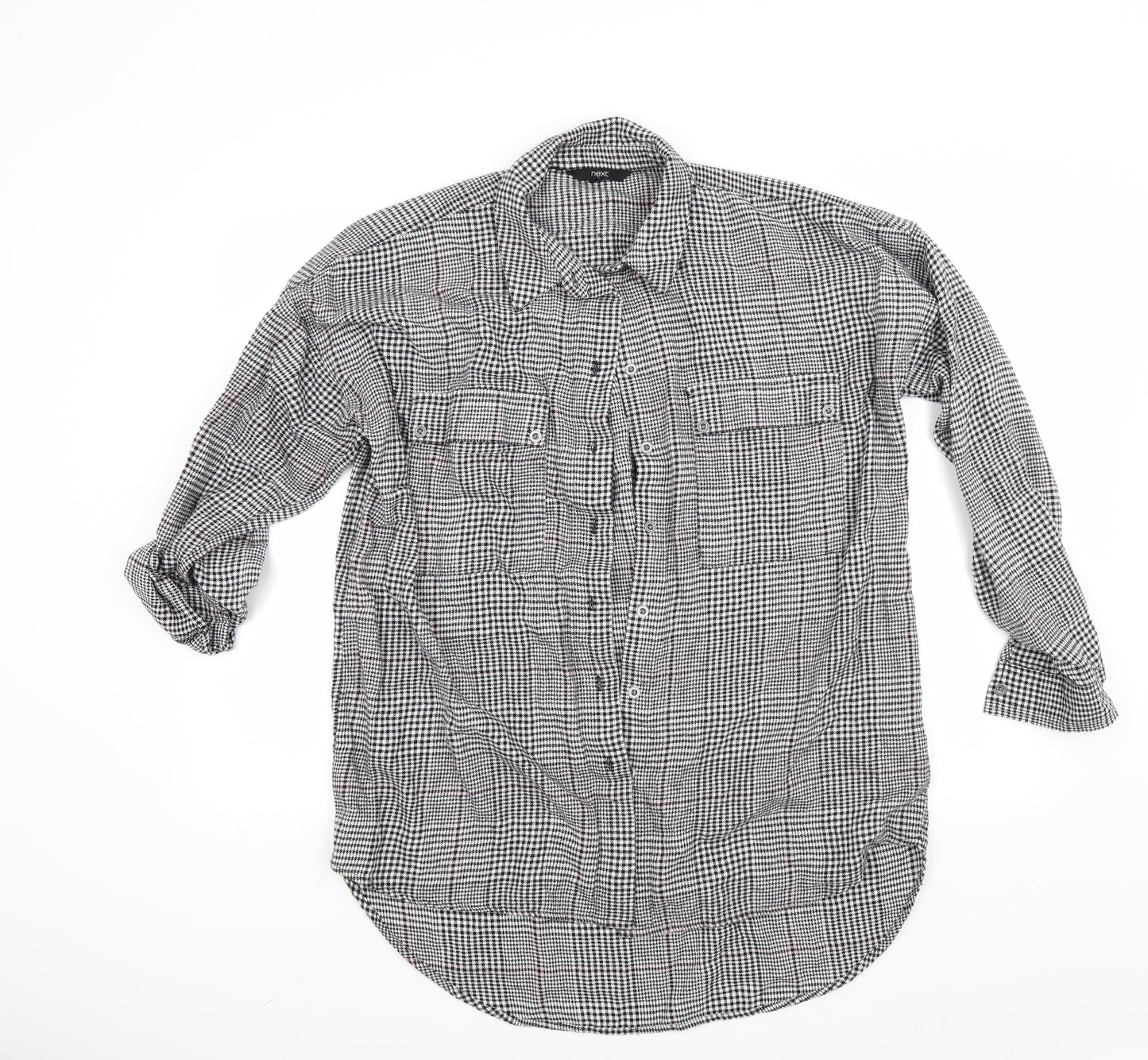 NEXT Womens Grey Check  Basic Button-Up Size 14